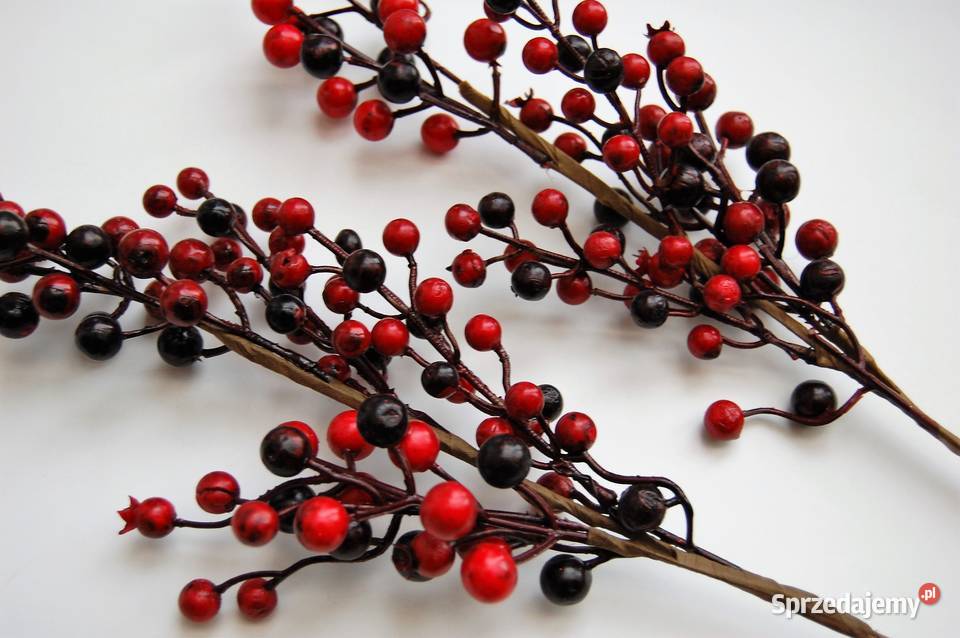 Gałązka świąteczna czerwone jagody 55 odcienie czerwieni
