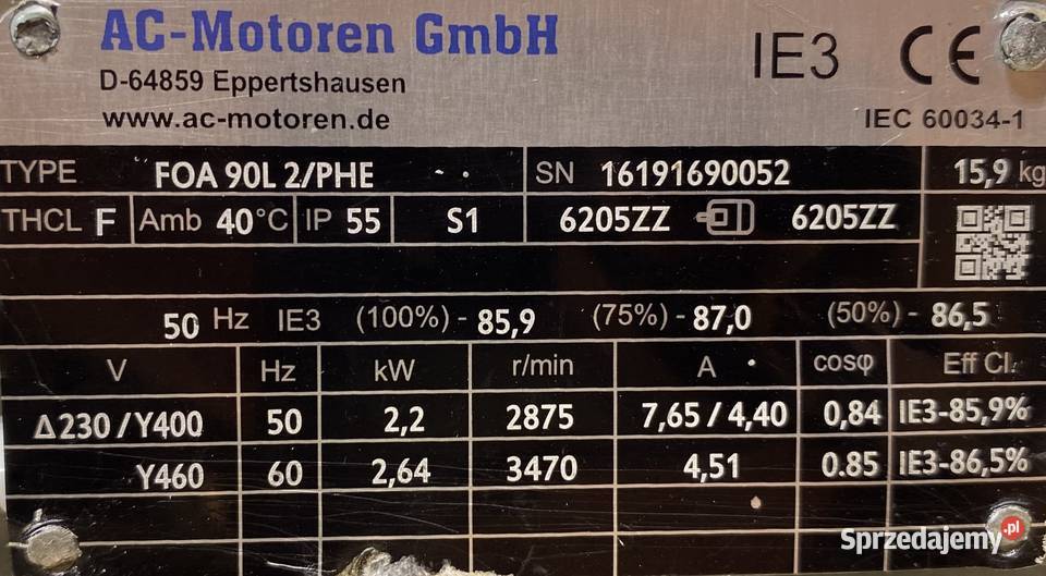 silnik elektryczny 22kW 2875obr 3fazowy IE3 Pigża