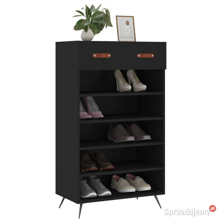Szafka na buty czarna 60x35x105 materiał