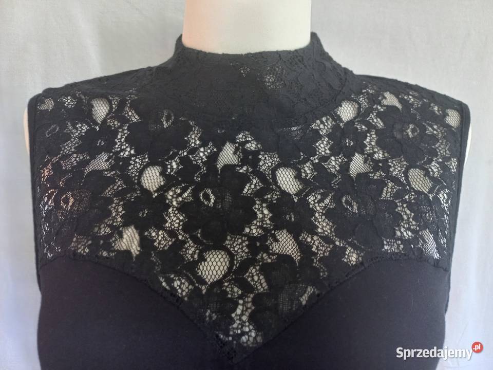 BLUZKA czarna BEZ RĘKAWÓW koronka r 3840 NOWA Białystok