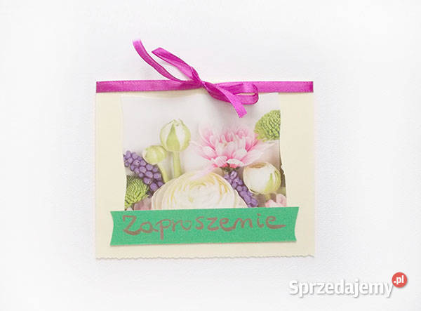 puste zaproszenie z kwiatkami pastelowe Kielce