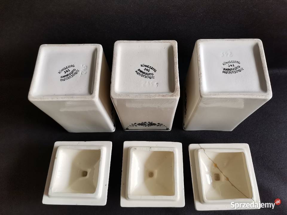 Stare przedwojenne 3 pojemniki kuchenne Porcelana i szkło Katowice