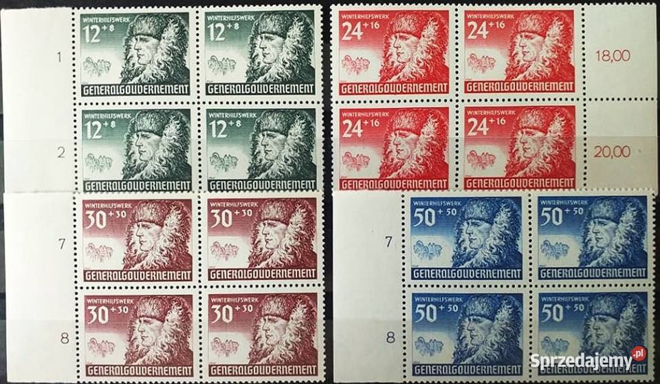 GG 1940Mi5962 MNHw czwórkach z marginesami Człuchów