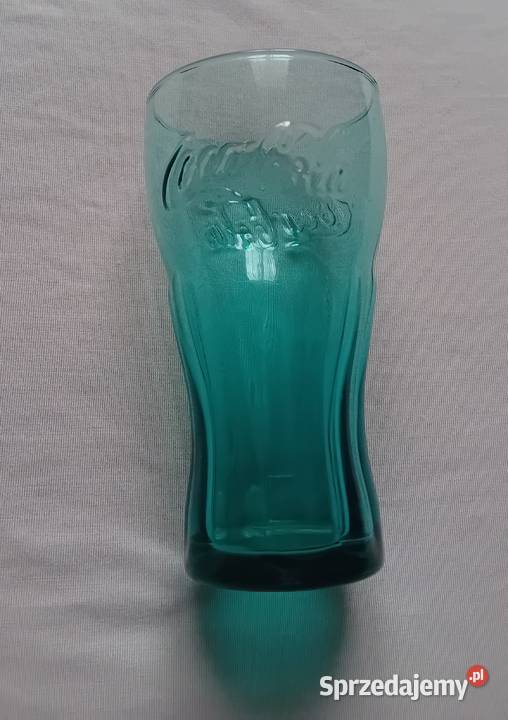 Kolekcjonerska turkusowa szklanka Coca Cola Porcelana i szkło Koźminek