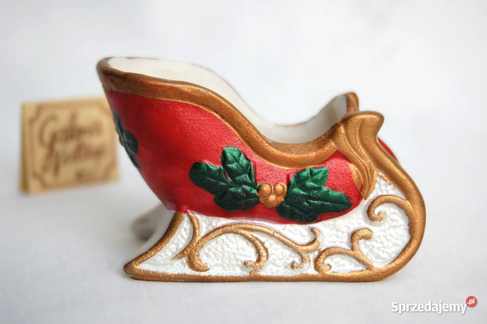 Sanie św Mikołaja ceramika sanki ozdoba