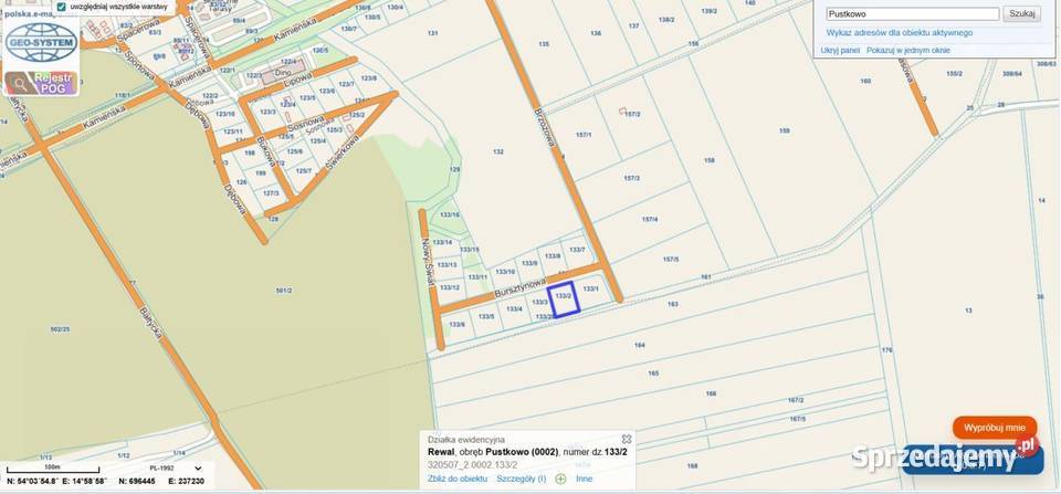Sprzedam działkę morzem 890m2 Pustkowo sprzedam