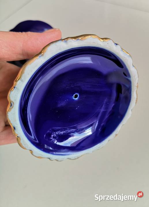 Świecznik porcelanowy kobalt vintage Toruń
