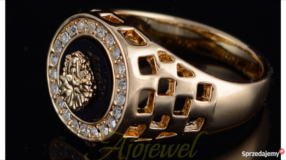 pierścionek styl Versace 18k cyrkonie Wrocław