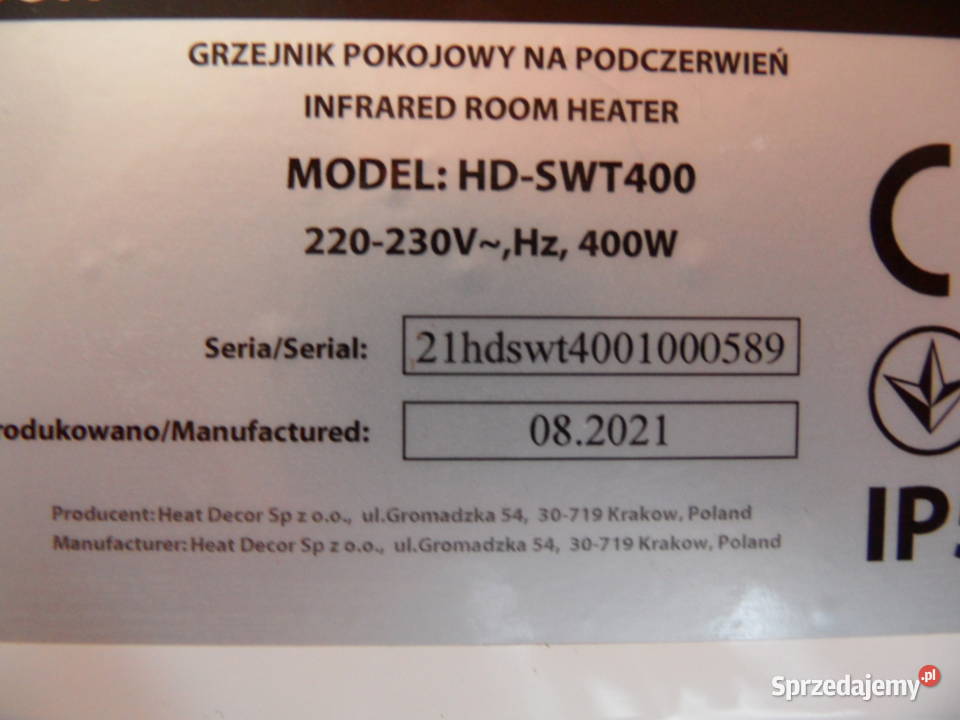 Promienniki podczerwieni 400 W grzejnik pokojowy Lubartów