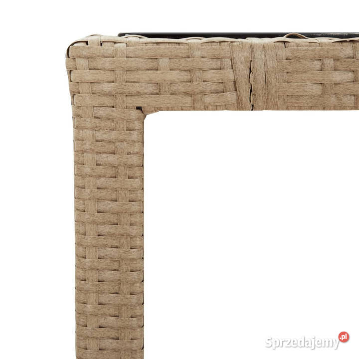 Stół ogrodowy ze szklanym blatem beżowy rattan Warszawa