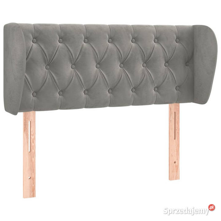 Zagłówek uszak jasnoszary 103x23x7888 aksamitny