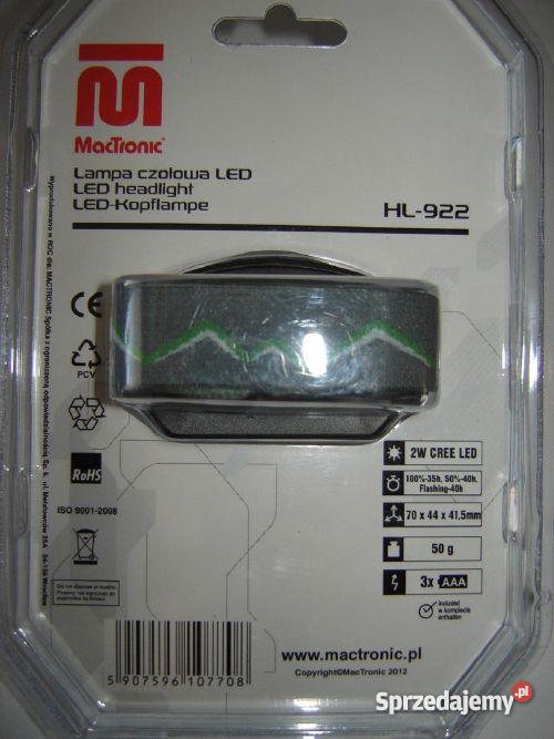 Latarka czołowa MacTronic HL922 Stąporków sprzedam