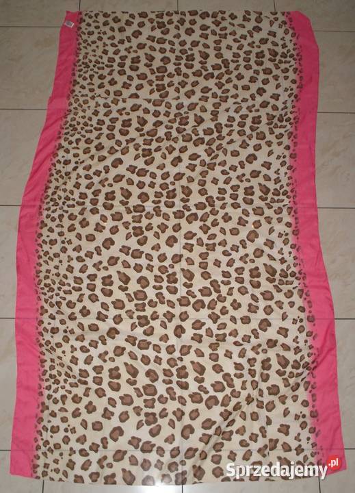 Pareo chusta 180 x 100 panterka z różową lamówką Kraków