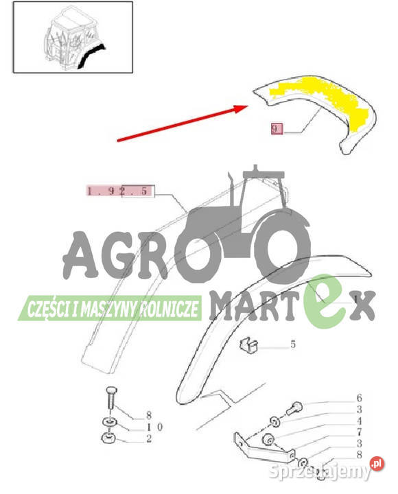82024499 PRZEDŁUŻENIE BŁOTNIKA TYŁ LH MXM CNH Wichrów sprzedam