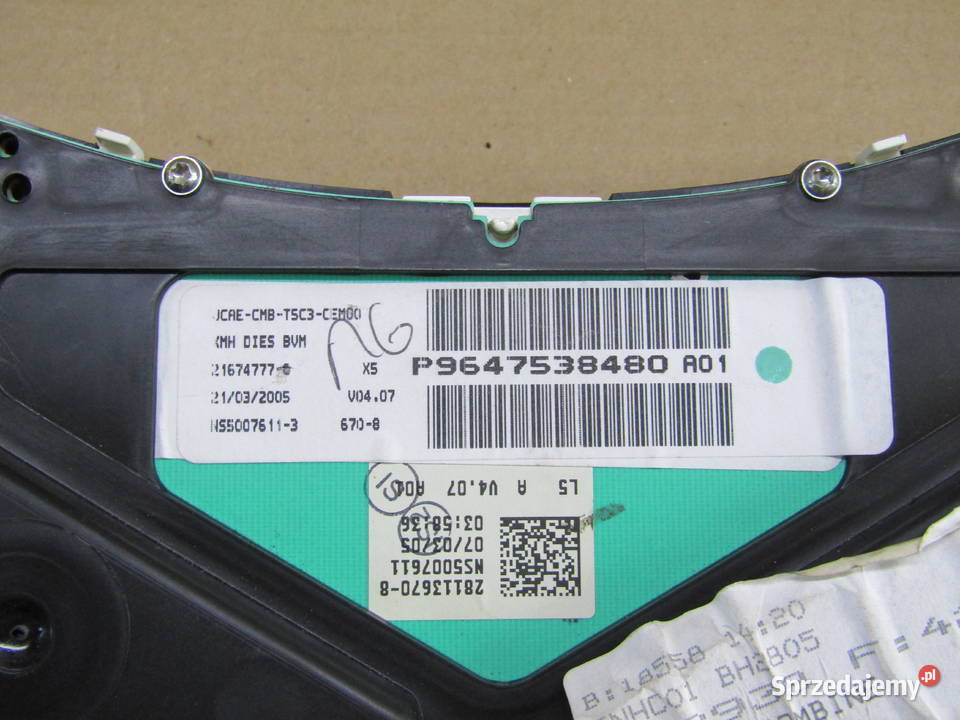 LICZNIKZEGARY PEUGEOT 307 16HDI 9647538480 Liczniki i zegary Mysłaków