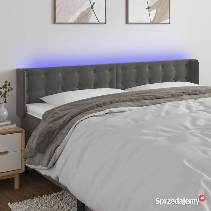 Zagłówek do łóżka z LED ciemnoszary 163x16x7888 Warszawa
