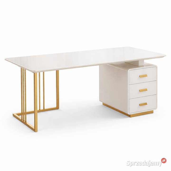 Zestaw mebli biurowych Avenis biało złote biurko Golkowice sprzedam