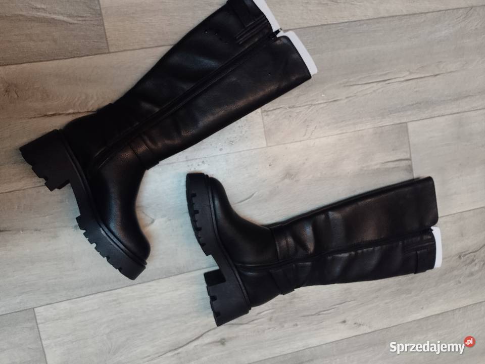 37 Czarne traperowe Kozaki oficerki biznesowe 24cm