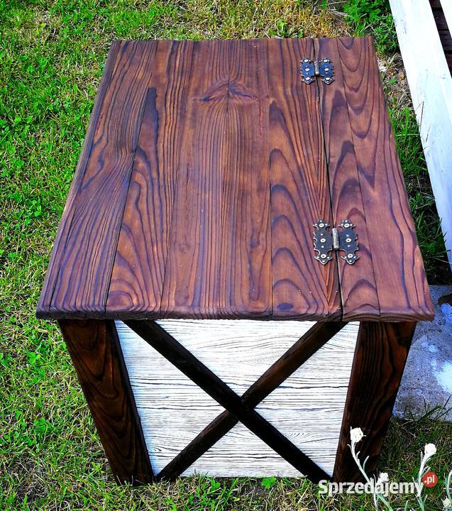 Skrzynia drewniana stolik kawowy opalony Radków