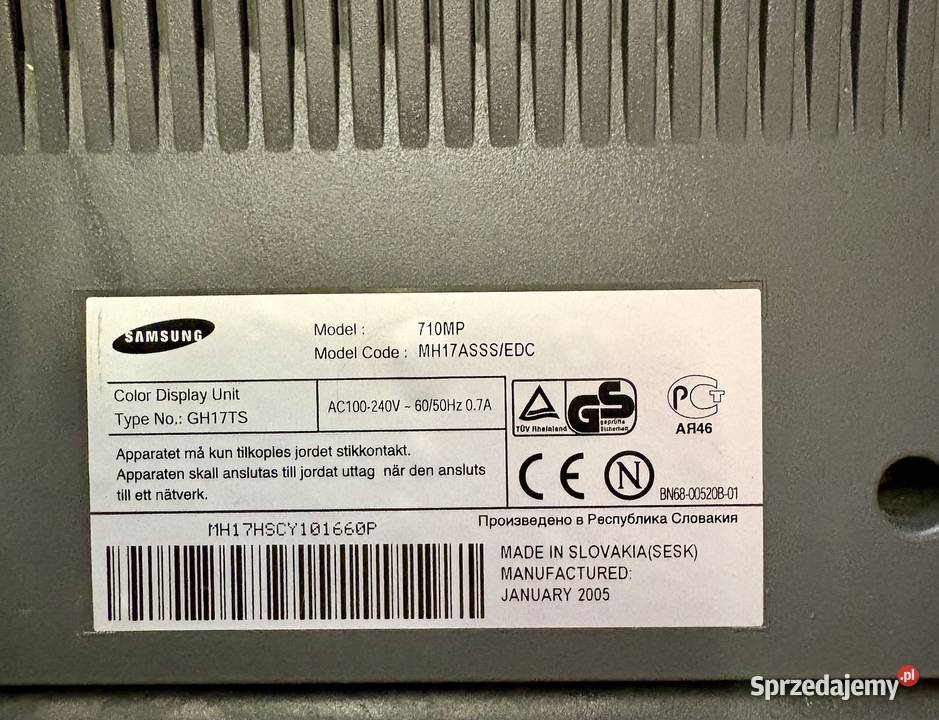 Monitor Samsung 710MP uszkodzony na części Bydgoszcz