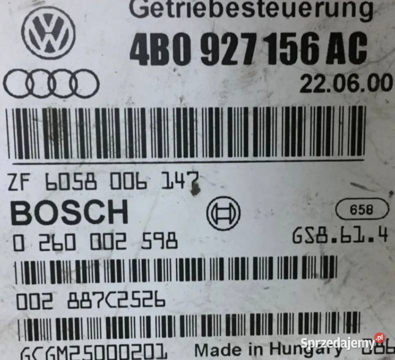 STEROWNIK SKRZYNI AUDI A6 C5 4B0927156AC osobowe Działoszyce