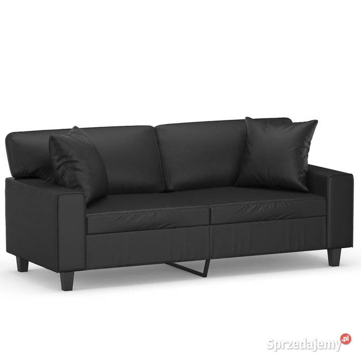 2osobowa sofa z poduszkami czarna 140 sztuczna Warszawa