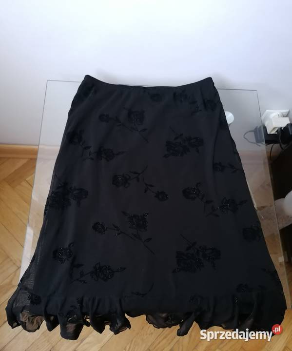 CZARNA OŁÓWKOWA SPÓDNICA Z FALBANĄ BONMARCHE Łódź