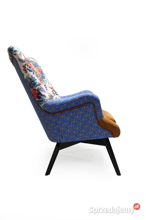 Fotel Patchwork Kolorowy w Kwiaty Dekoracyjny