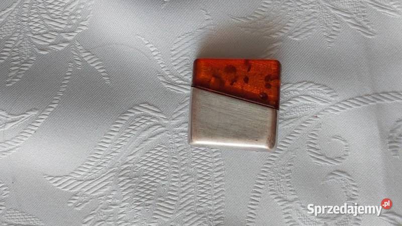 Broszka srebro połączone z bursztynem Lata 90te srebro Opole sprzedam