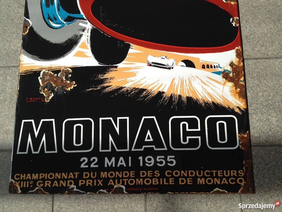Stary Emailschild Grand Prix Monaco 1955