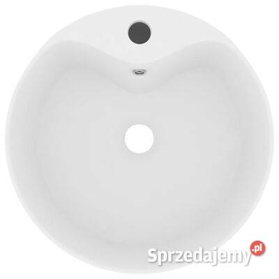 Umywalka z przelewem matowa biel 36x13