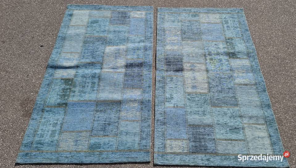 Zestaw dwóch turkusowych dywanówMix tkanin Dywany
