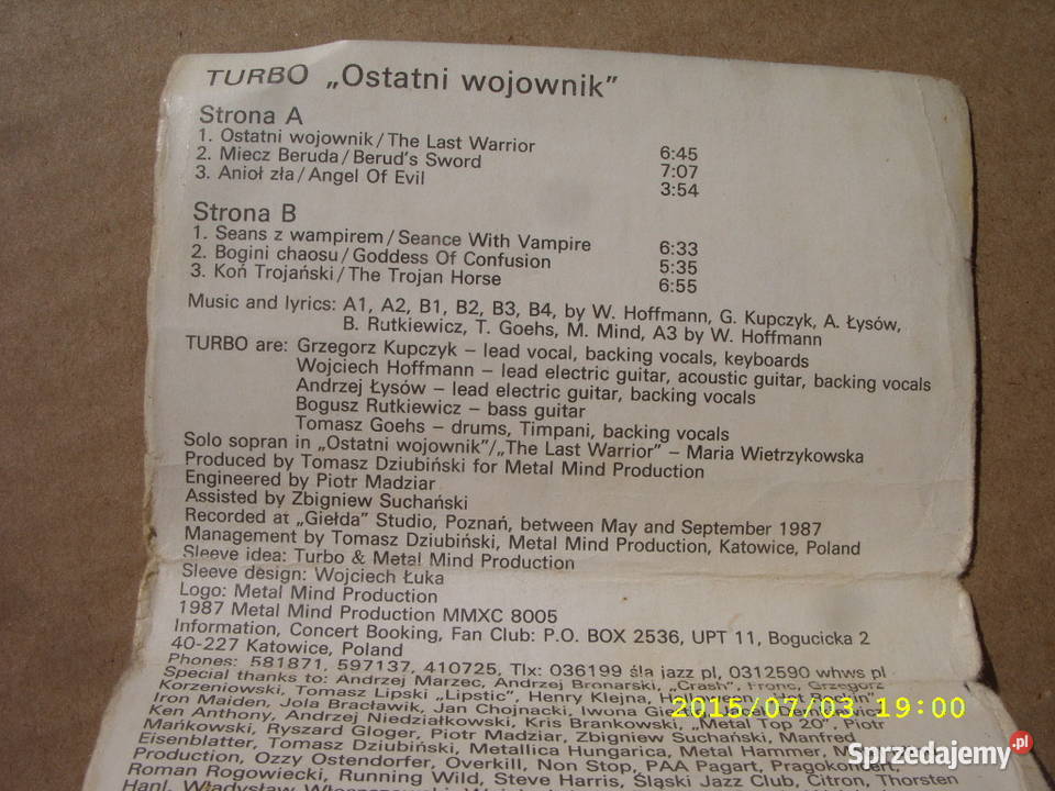 kaseta TURBOOSTATNI WOJOWNIK POLTON 1987