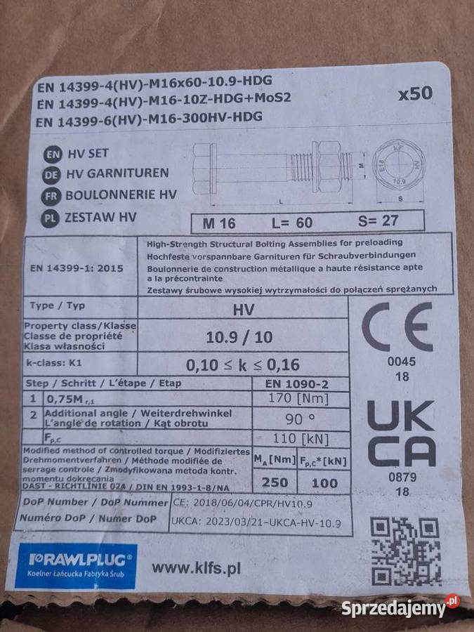Śruby hv fi 16 wielkopolskie
