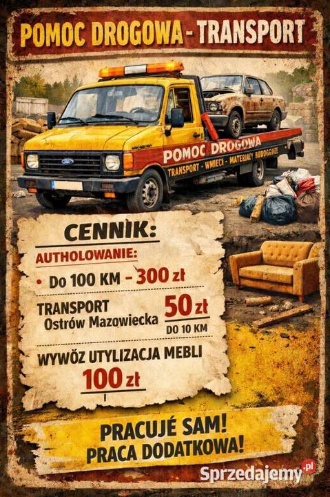 Pomoc drogowa wywóz śmieci odpalanie z kabli itp Brok