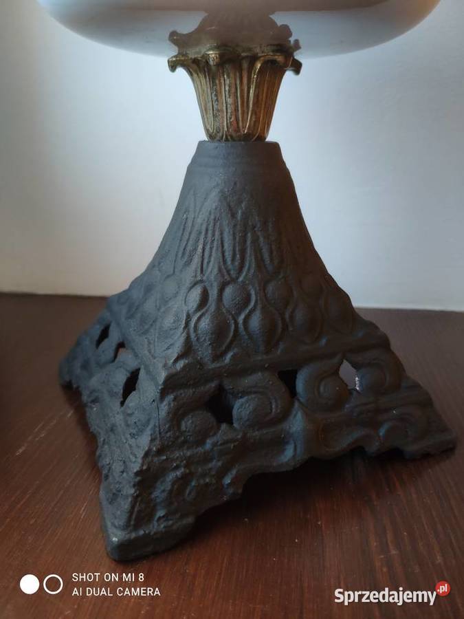 Wiktoriańska żeliwna angielska lampa naftowa 4 małopolskie Kraków