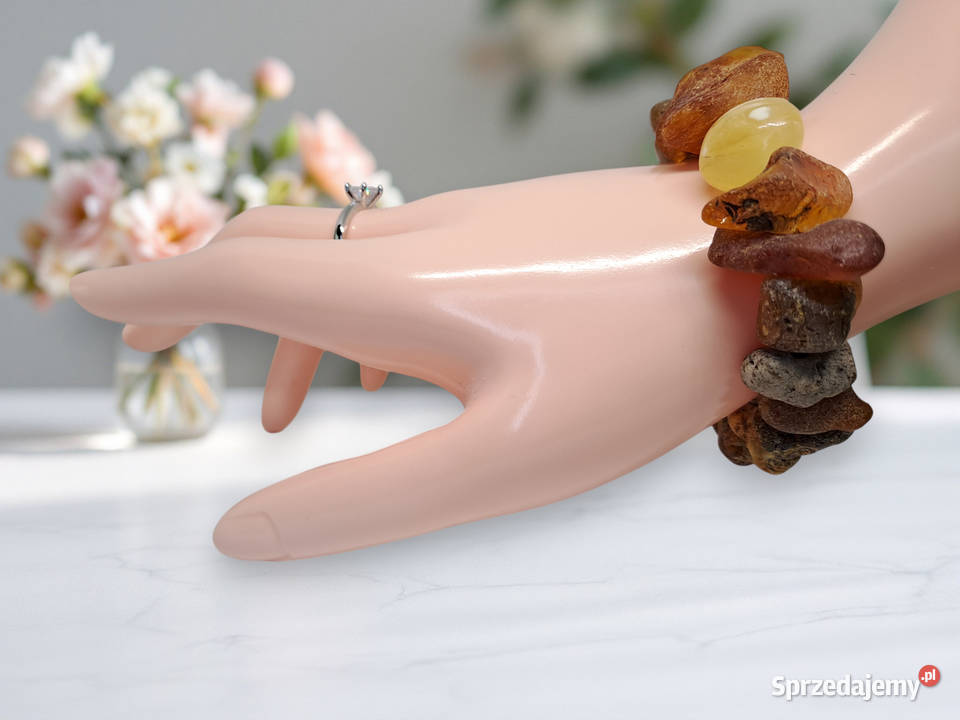 Bransoletka bursztyn bałtycki bryłki surowe i mazowieckie