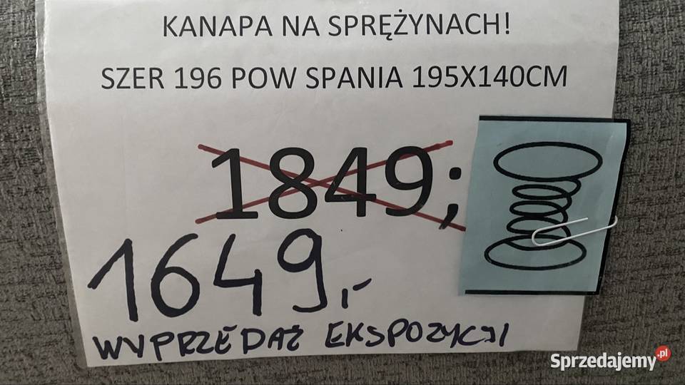 KANAPA NA SPRĘŻYNACH W kujawsko-pomorskie Chełmża sprzedam