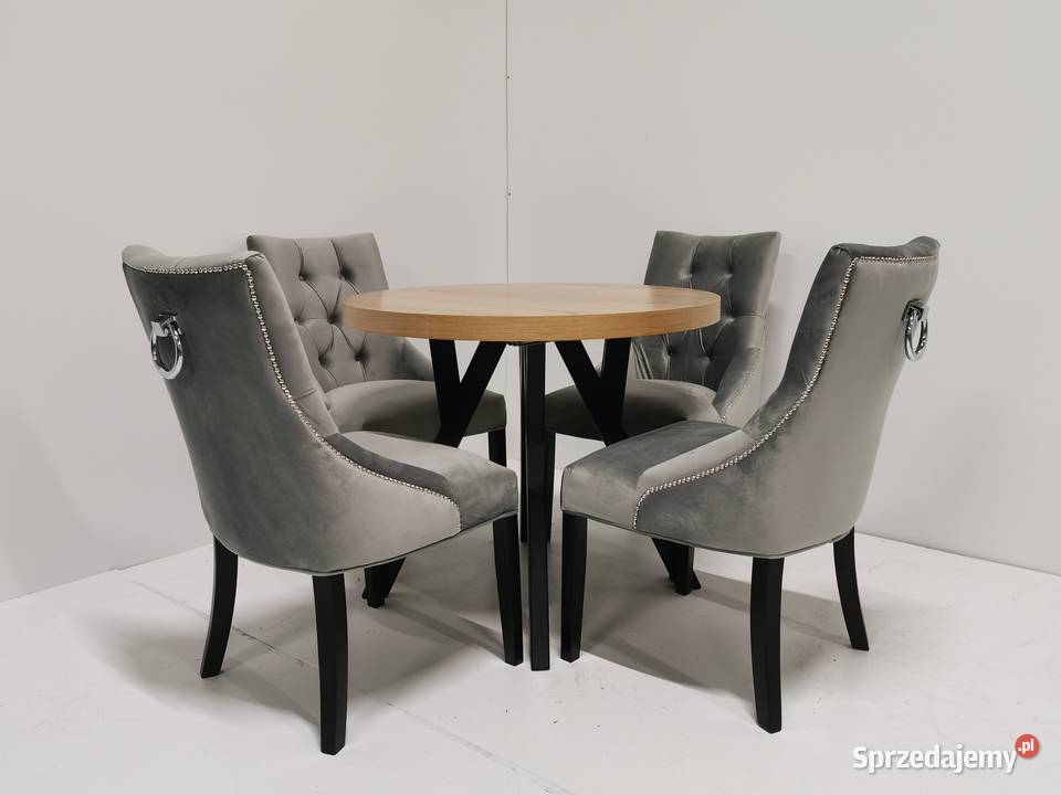 Krzesło BARI nowoczesne tapicerowane z kołatką srebrną