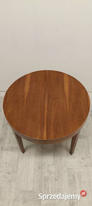 stół okrągly PRL vintage fornir orzech do salonu Radomsko