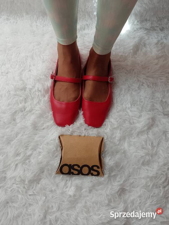 4142 ASOS Design Czerwone baleriny wieczorowe z Balerinki Kraków