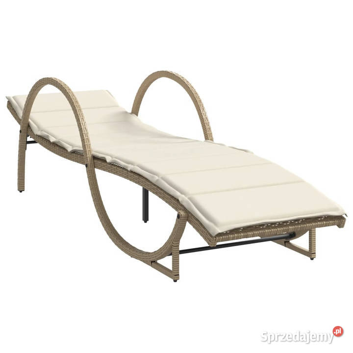 Leżak z poduszką beżowy 60x199x42 polirattan