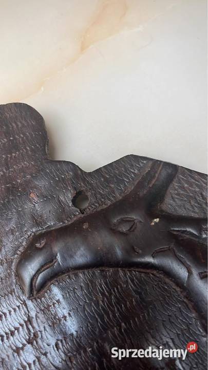 Afrykańska mapa Płaskorzeźba z drewna Lew i Gdańsk