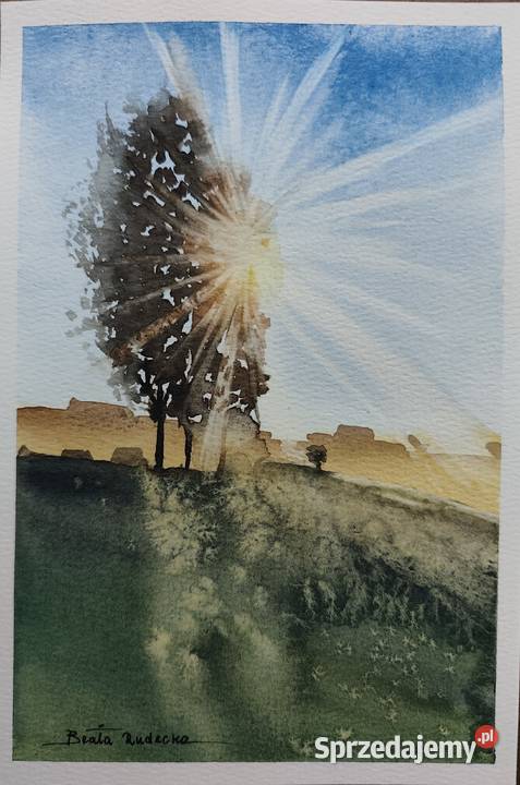 Obraz Akwarela Prześwity Oryginał Papier Mogilno