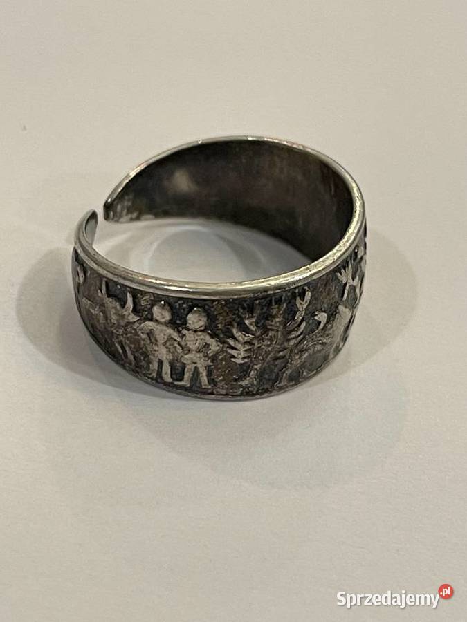 Srebrny pierścionek Rytosztuka PRL próba 800 Kraków