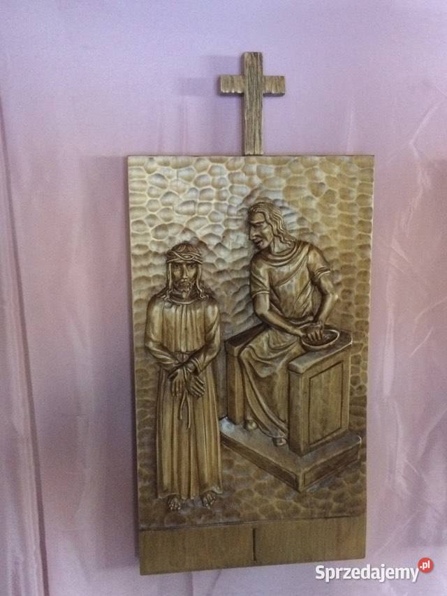 Rzeźbione 14 Stacji Drogi Krzyżowej Rękodzieło małopolskie Lanckorona