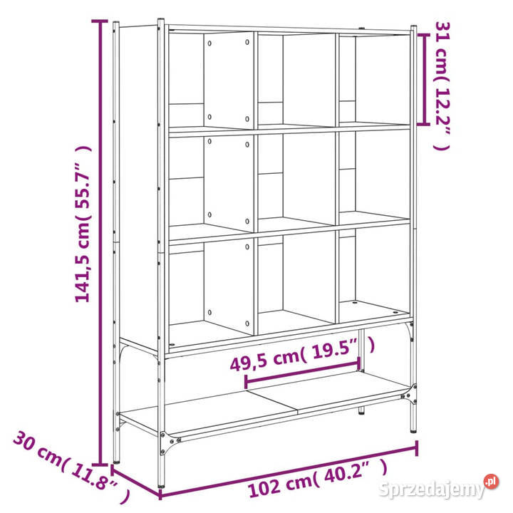 Regał brązowy dąb 102x30x1415 materiał Regały mazowieckie Warszawa