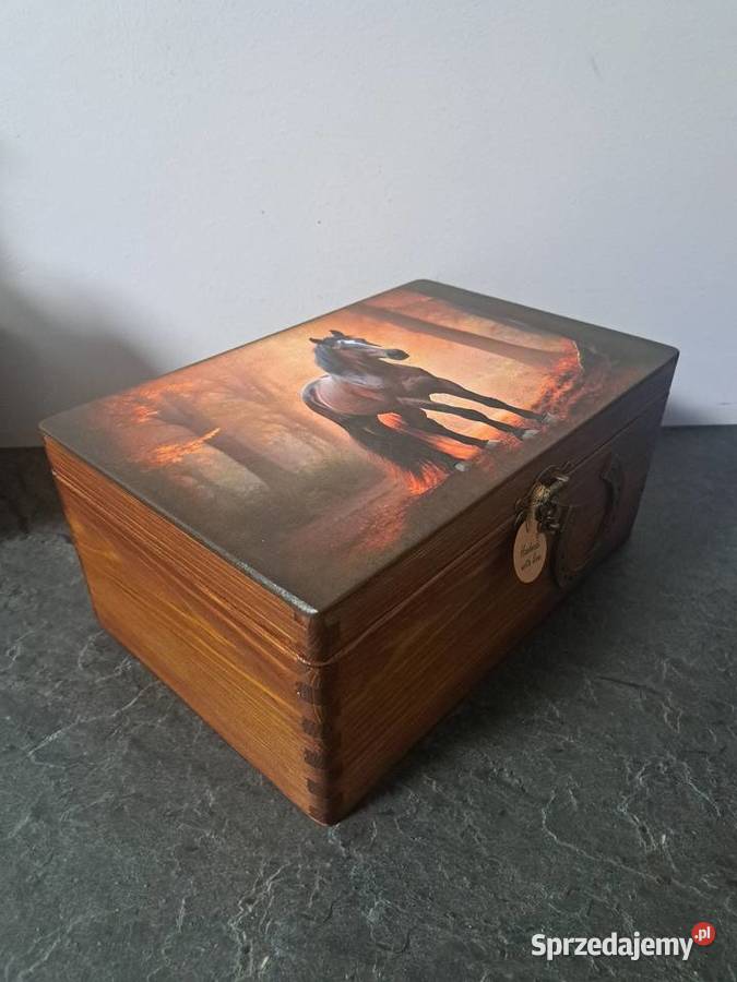 Kuferek z koniem szkatułka duża decoupage Rękodzieło Kędzierzyn-Koźle