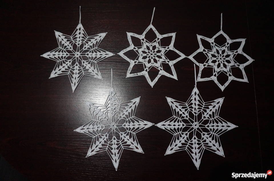 Ozdoby szydełkowe Boże Narodz aniołki gwiazdki Libiszów-Kolonia