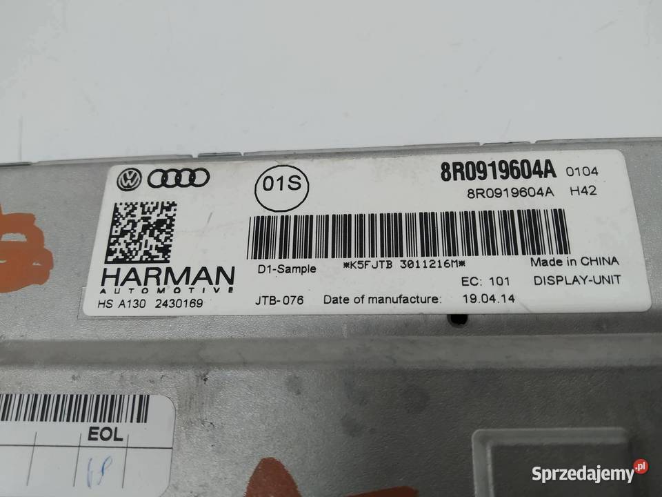 WYŚWIETLACZ 8R0919604A Audi A4 IV 20082015 B8 świętokrzyskie